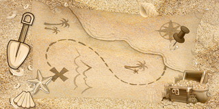 沙滩海洋藏宝图藏宝箱海星贝壳素材背景展板游戏战火